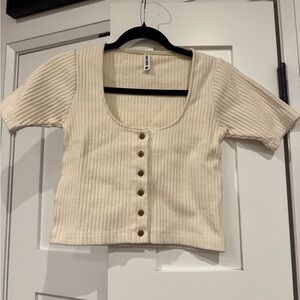 Ilana Kohn Off-White Ribbed Top